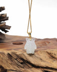 Baikalla Natural Icy Jadeite Jade "Shadow Ghost" Pendant W/ 14ky Gold Bail