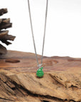 Baikalla Natural Vibrant Green Jadeite Jade "Mini Hulu" Pendant W/ 18kw Gold Bail & Natural Diamonds