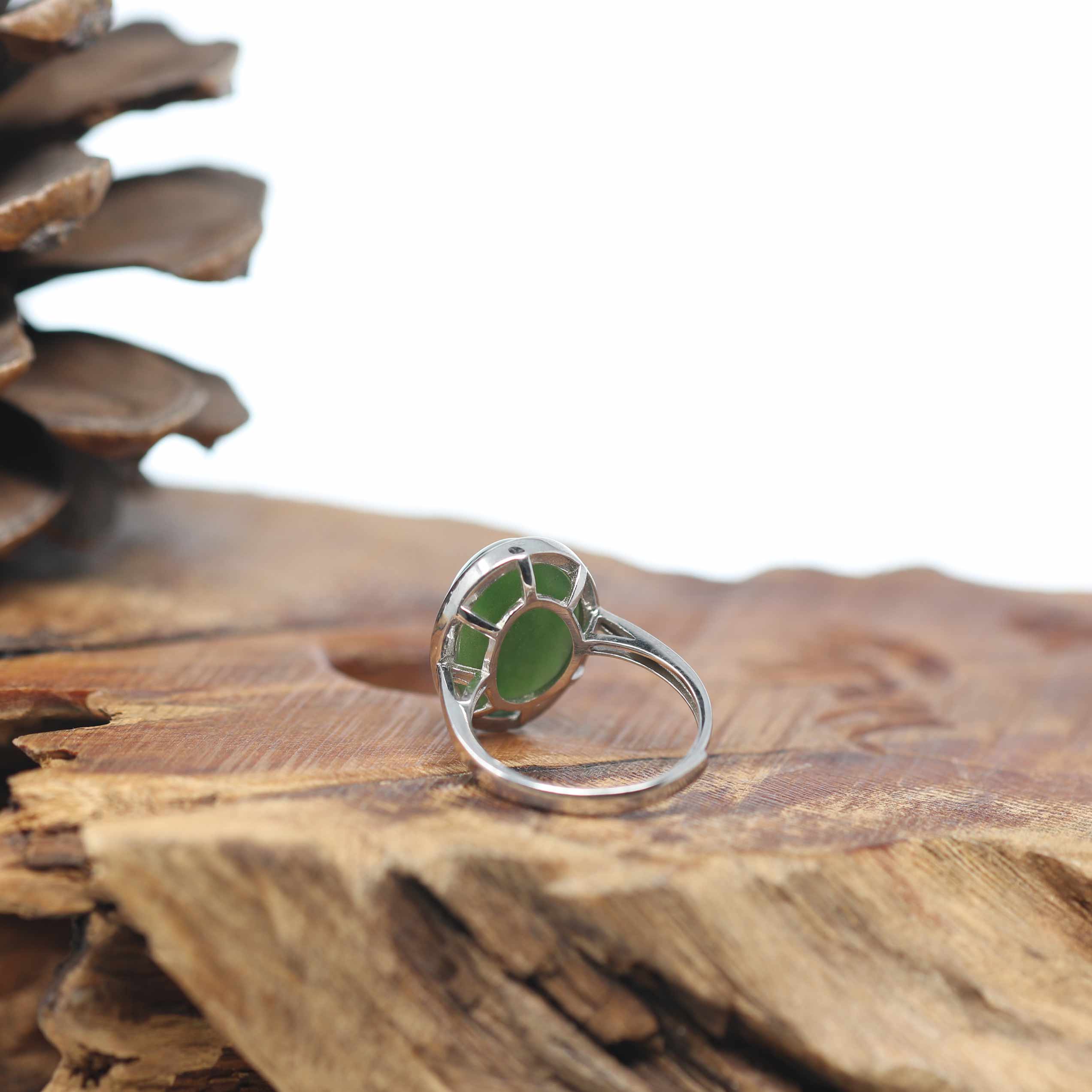 Green Nephrite Jade Classic Ring For Her| Real jade Gemstones