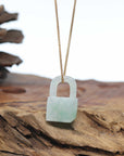 Baikalla Green Jadeite Jade Lock Necklace Pendant
