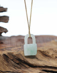 Baikalla Green Jadeite Jade Lock Necklace Pendant