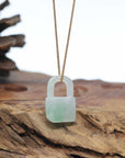 Baikalla Green Jadeite Jade Lock Necklace Pendant