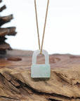 Baikalla Green Jadeite Jade Lock Necklace Pendant