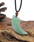 Baikalla Natural Apple-Green Jadeite Jade "Dragon Tooth" Pendant Necklace