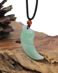Baikalla Natural Apple-Green Jadeite Jade "Dragon Tooth" Pendant Necklace