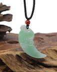Baikalla Natural Apple-Green Jadeite Jade "Dragon Tooth" Pendant Necklace