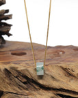 Baikalla Natural Icy Blue-Green Flower Jadeite Jade "Ping An Kou" (Good Luck Button) Pendant Necklace