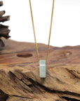 Baikalla Natural Icy Blue-Green Jadeite Jade "Ping An Kou" (Good Luck Button) Pendant Necklace