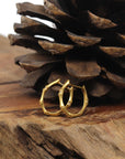 Baikalla Natural Icy Vibrant Apple-Green Jadeite Jade "Ping An Kou" (Good Luck Button) W/ 18k Gold Bamboo Hoop Earrings