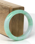 High-End Icy Vibrant Apple-Green Jadeite Jade Oval Bangle (57mm) 