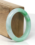 High-End Icy Vibrant Apple-Green Jadeite Jade Oval Bangle (54.1mm) 