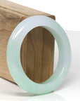 High-End Natural Icy Apple-Green Jadeite Jade "Half Round" Bangle Bracelet (53.3mm) 