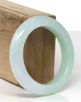 High-End Natural Icy Apple-Green Jadeite Jade "Half Round" Bangle Bracelet (53.3mm) 