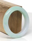 High-End Natural Icy Apple-Green Jadeite Jade "Half Round" Bangle Bracelet (53.3mm) 