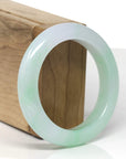 High-End Natural Icy Apple-Green Jadeite Jade "Half Round" Bangle Bracelet (53.3mm) 