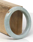 Baikalla Natural Light Blue-Green W/ Sajin Jadeite Jade "Half Round" Bangle Bracelet (55.5mm) 