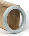 Baikalla Natural Light Blue-Green W/ Sajin Jadeite Jade "Half Round" Bangle Bracelet (55.5mm) 
