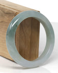Baikalla Natural Icy Oil-Green Jadeite Jade "Half Round" Bangle Bracelet (56.4mm) 