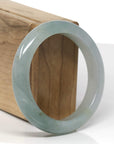 Baikalla Natural Icy Oil-Green Jadeite Jade "Half Round" Bangle Bracelet (56.4mm) 
