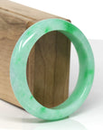 High-End Natural Vibrant Apple-Green Jadeite Jade "Half Round" Bangle Bracelet (56.7mm) 