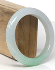 High-End Natural Icy Apple-Green Patch Jadeite Jade "Half Round" Bangle Bracelet (58.4mm) 