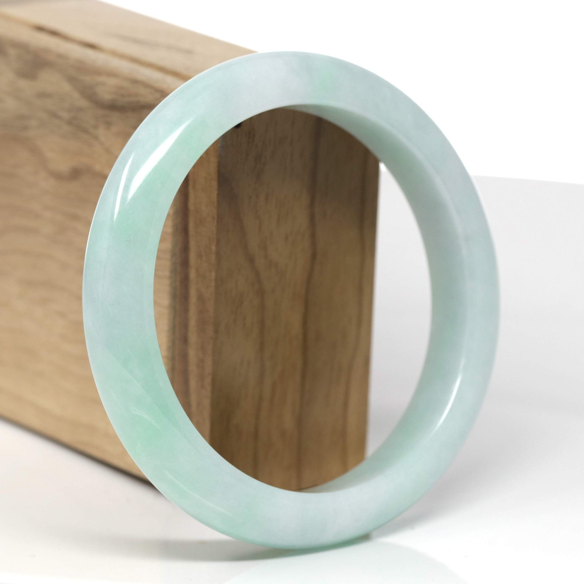 Baikalla Natural Light Apple-Green Jadeite Jade "Half Round" Bangle (61.3mm) 