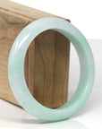 Baikalla Natural Apple-Green Jadeite Jade "Half Round" Bangle Bracelet (57.8mm) 