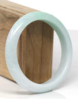 Baikalla Natural Apple-Green Patch Jadeite Jade "Half Round" Bangle Bracelet (59.7mm) 