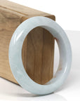 Baikalla Natural Light Blue-Green & Sajin (Golden Dust) Jadeite Jade "Half Round" Bangle Bracelet (54.5mm) 