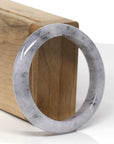 Baikalla Black Sesame Wuji Jadeite Jade "Half Round" Bangle Bracelet (55.2mm) 