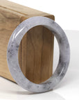 Baikalla Black Sesame Wuji Jadeite Jade "Half Round" Bangle Bracelet (55.2mm) 