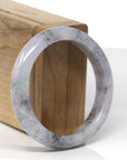 Baikalla Black Sesame Wuji Jadeite Jade "Half Round" Bangle Bracelet (55.2mm) 