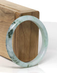Baikalla Natural Deep Green Flower Jadeite Jade "Half Round" Bangle Bracelet (54.3mm) 