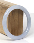 Baikalla Natural Light Lavender W/ Sajin (Golden Dust) Jadeite Jade "Traditional Round" Bangle Bracelet (58.5mm) 