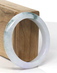 Baikalla Natural Deep Blue-Green Flower & Lavender Patch Jadeite Jade "Half Round" Bangle Bracelet (55.8mm) 
