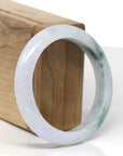 Baikalla Natural Deep Blue-Green Flower & Lavender Patch Jadeite Jade "Half Round" Bangle Bracelet (55.8mm) 