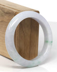 Baikalla Natural Light Lavender & Deep Green Patches Jadeite Jade "Half Round" Bangle Bracelet (55.5mm) 
