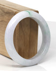 Baikalla Natural Light Lavender & Deep Green Patches Jadeite Jade "Half Round" Bangle Bracelet (55.5mm) 