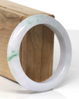 Baikalla Natural Light Lavender & Deep Green Patches Jadeite Jade "Half Round" Bangle Bracelet (55.5mm) 