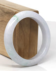 Baikalla Natural Light Lavender & Deep Green Patches Jadeite Jade "Half Round" Bangle Bracelet (55.5mm) 
