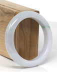 Baikalla Natural Light Lavender & Deep Green Patches Jadeite Jade "Half Round" Bangle Bracelet (55.5mm) 