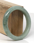 Baikalla Natural Deep Oil-Green Jadeite Jade "Half Round" Bangle Bracelet (57.8mm) 