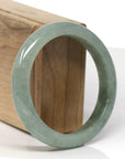 Baikalla Natural Deep Oil-Green Jadeite Jade "Half Round" Bangle Bracelet (57.8mm) 