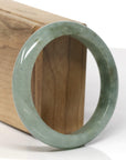 Baikalla Natural Deep Oil-Green Jadeite Jade "Half Round" Bangle Bracelet (57.8mm) 
