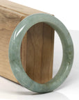 Baikalla Natural Deep Oil-Green Jadeite Jade "Half Round" Bangle Bracelet (57.8mm) 