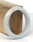 Baikalla Natural Light Blue-Green W/ Sajin (Golden Dust) Jadeite Jade "Half Round" Bangle Bracelet (55.6mm) 