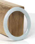 Baikalla Natural Light Blue-Green Jadeite Jade "Traditional Round" Bangle Bracelet (54.8mm) 