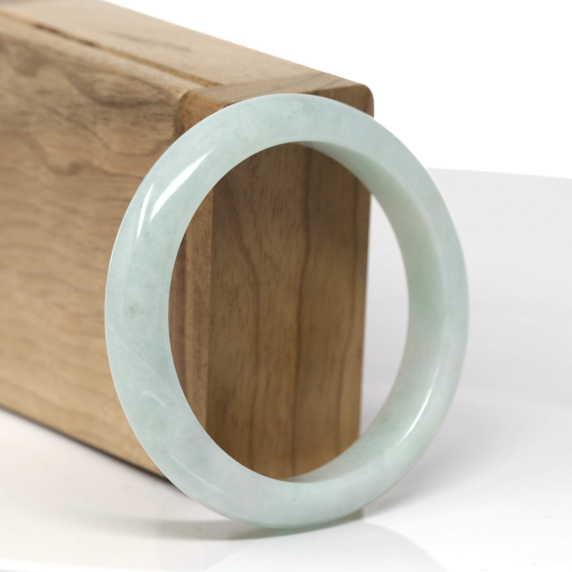 Baikalla Natural Light Green W/ Sajin (Golden Dust) Jadeite Jade "Half Round" Bangle Bracelet (55.2mm) 