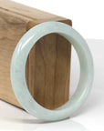 Baikalla Natural Light Green W/ Sajin (Golden Dust) Jadeite Jade "Half Round" Bangle Bracelet (55.2mm) 