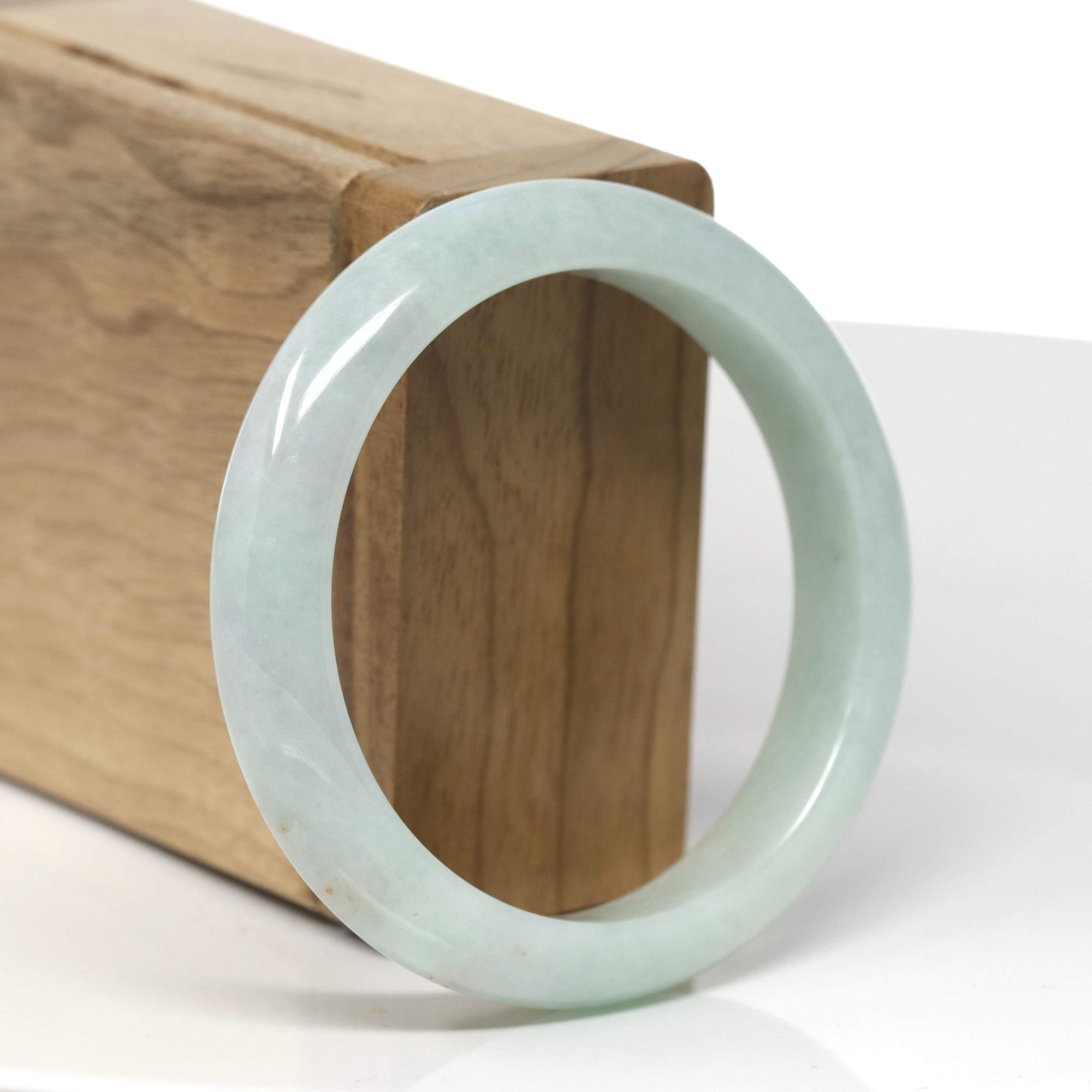 Baikalla Natural Light Green W/ Sajin (Golden Dust) Jadeite Jade "Half Round" Bangle Bracelet (55.2mm) 